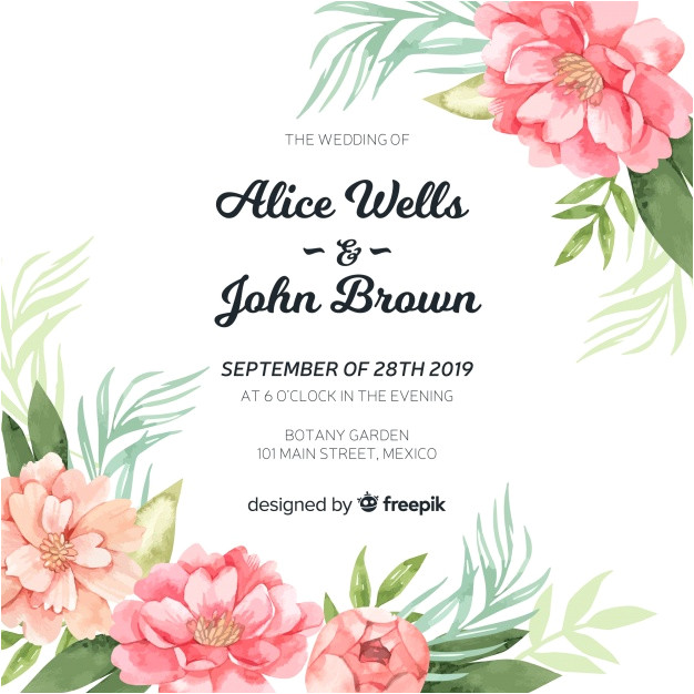 wedding invitation template with beautiful watercolor peony flowers 2940558