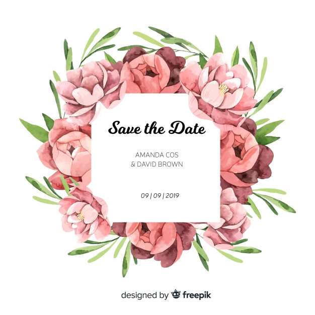 wedding invitation template with peony flowers 2953243
