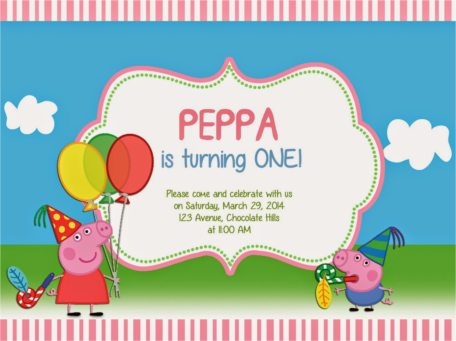 peppa pig invitation