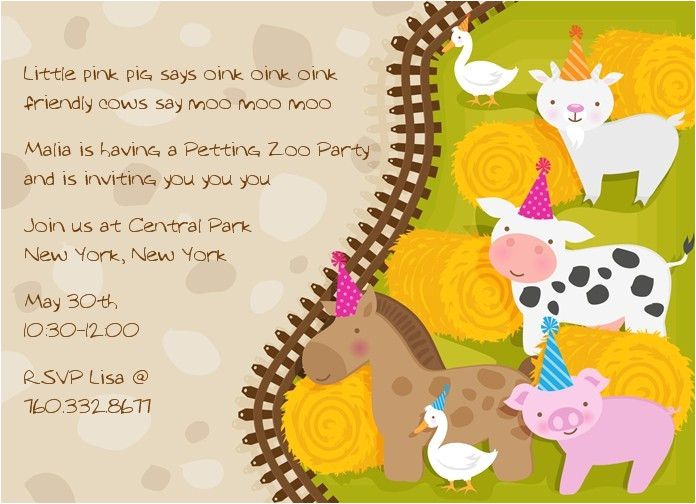 petting zoo birthday party invitations