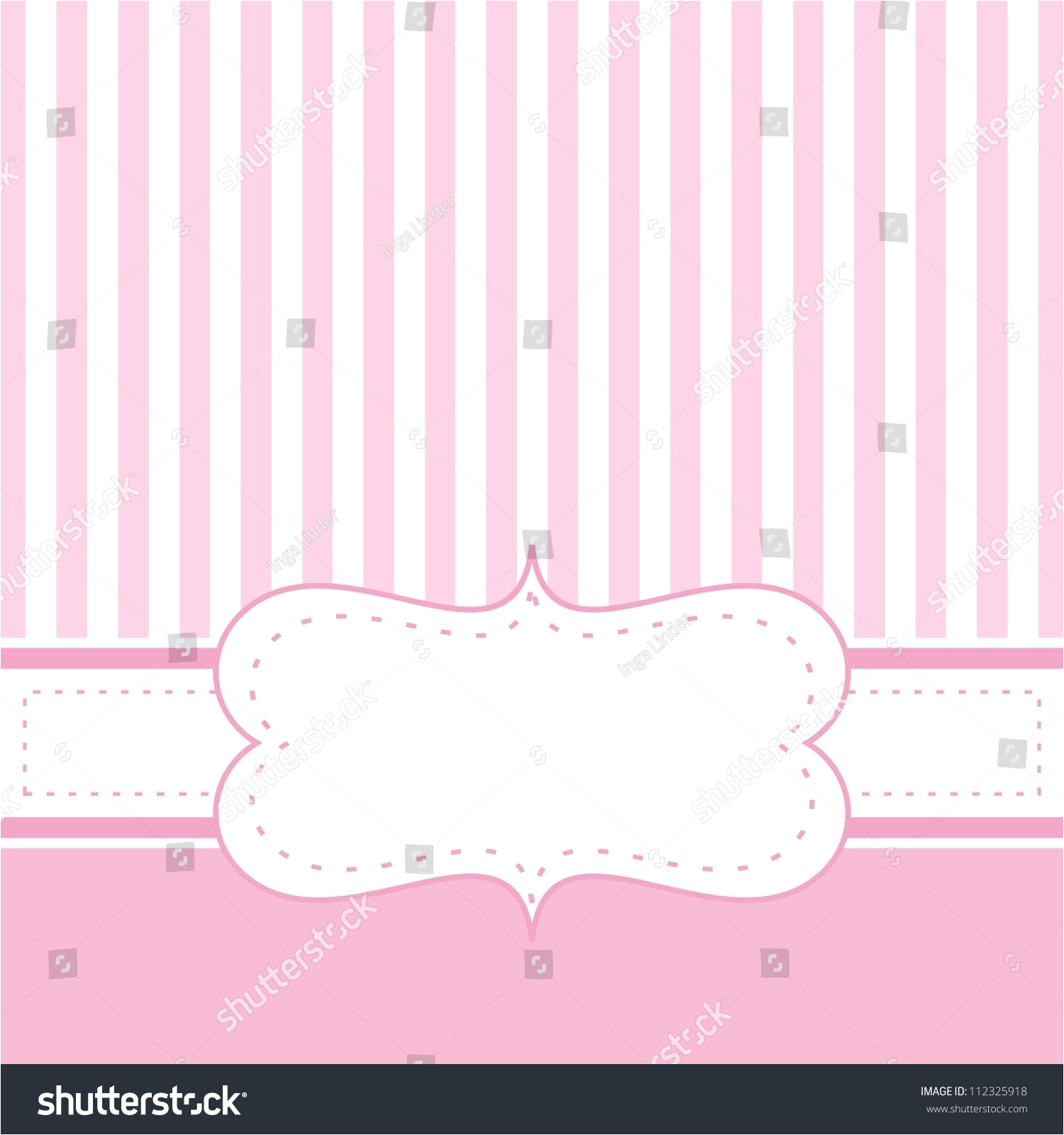 stock vector pink vector card invitation for baby shower wedding or birthday party with white stripes cute