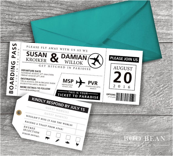 destination boarding pass invitation