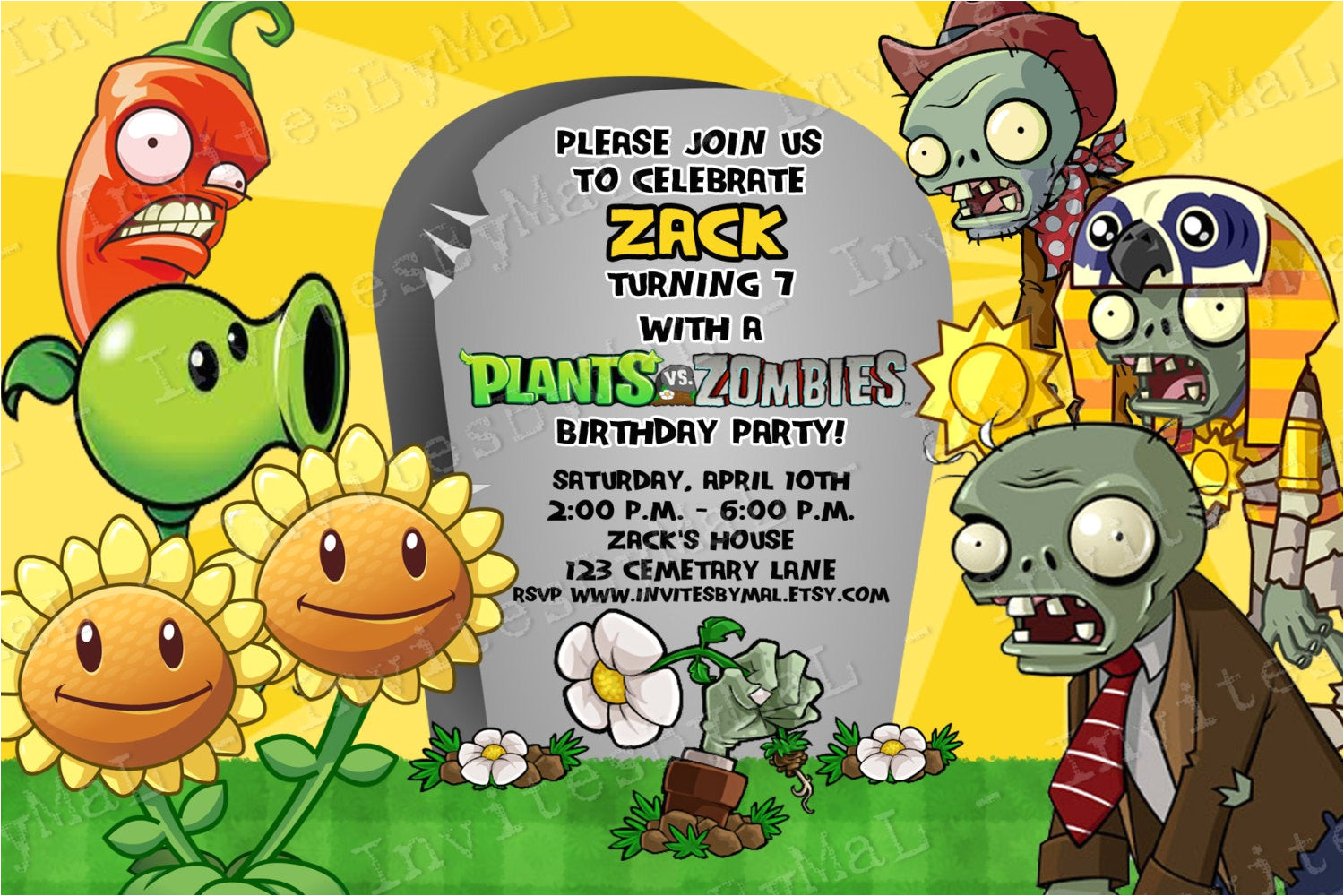 plants vs zombies invitation