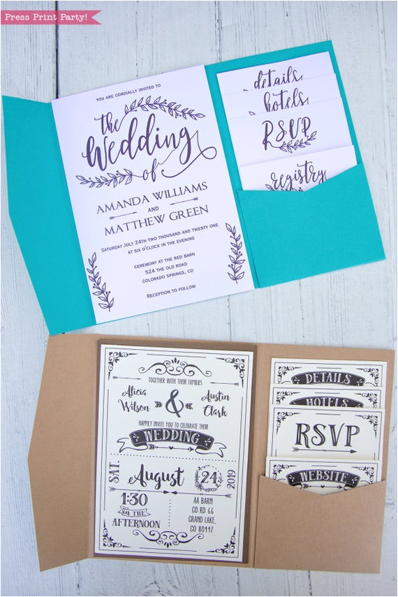 pocket wedding invitation template