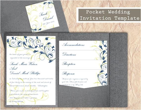 pocket wedding invitation template set