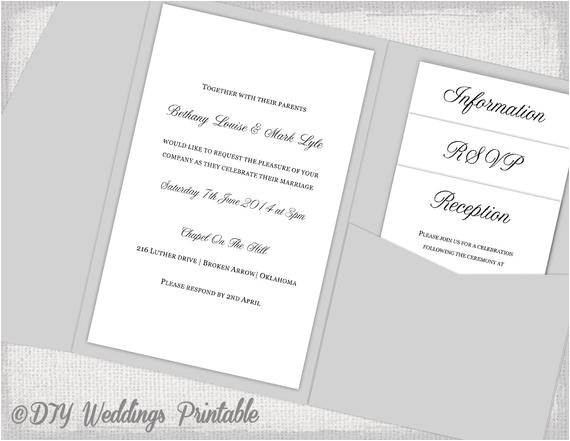 pocket wedding invitations template diy