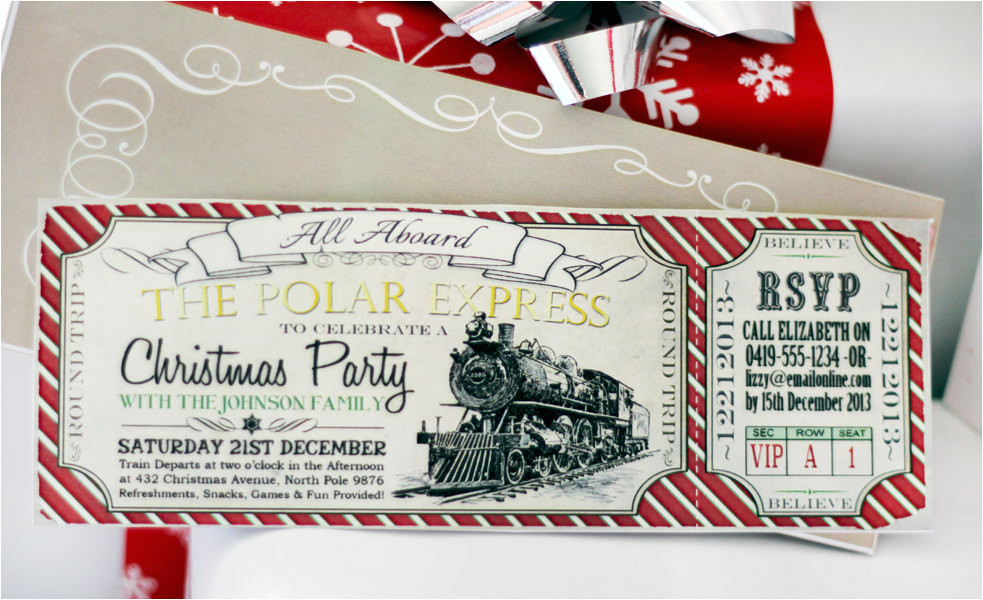 polar express christmas party invitation