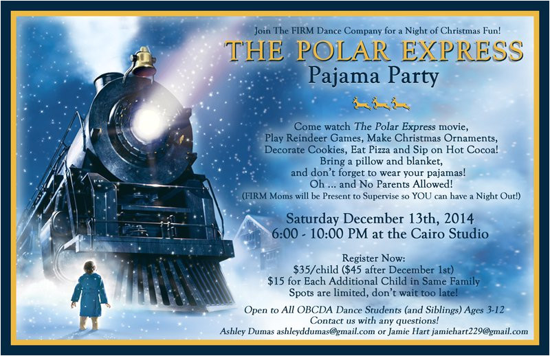 polar express pajama party invitation