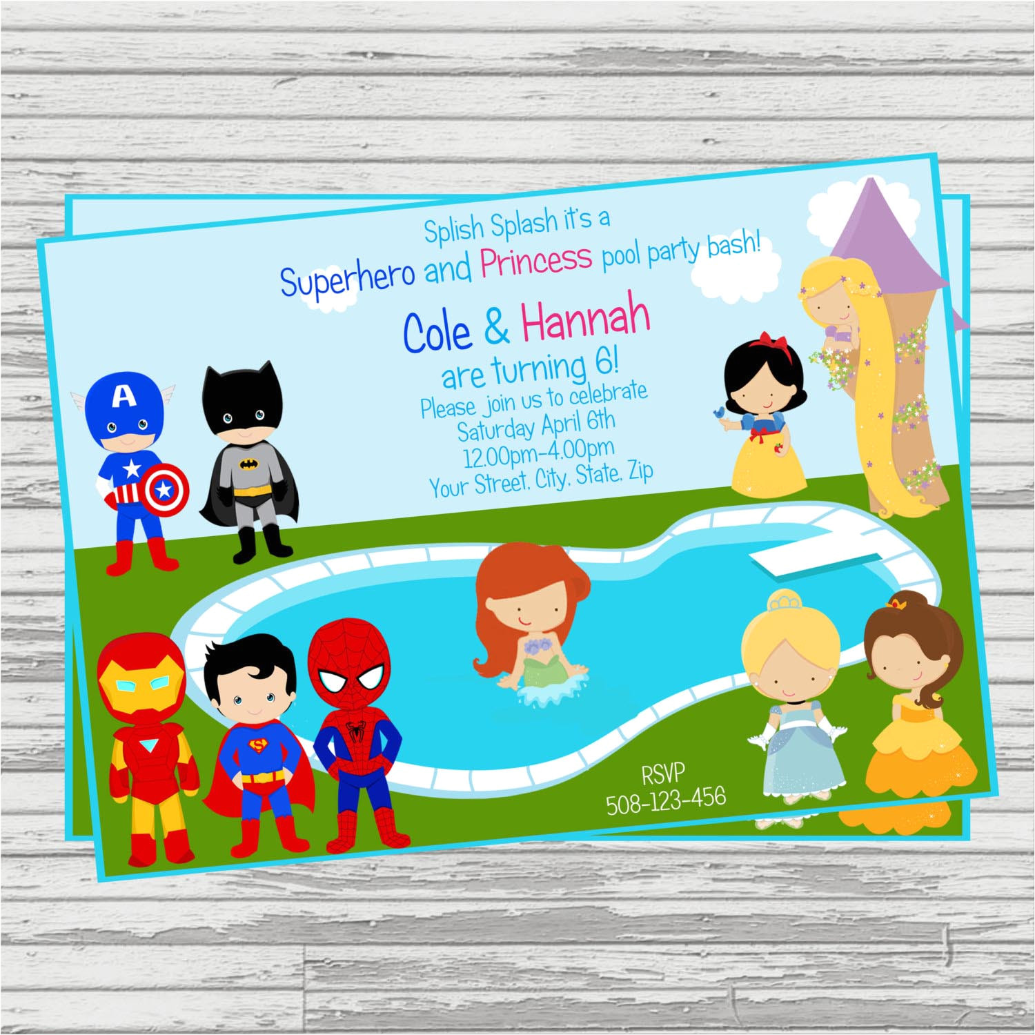 princess superhero party invitations