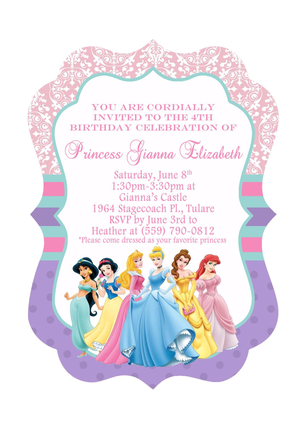 disney princess birthday invitations free templates