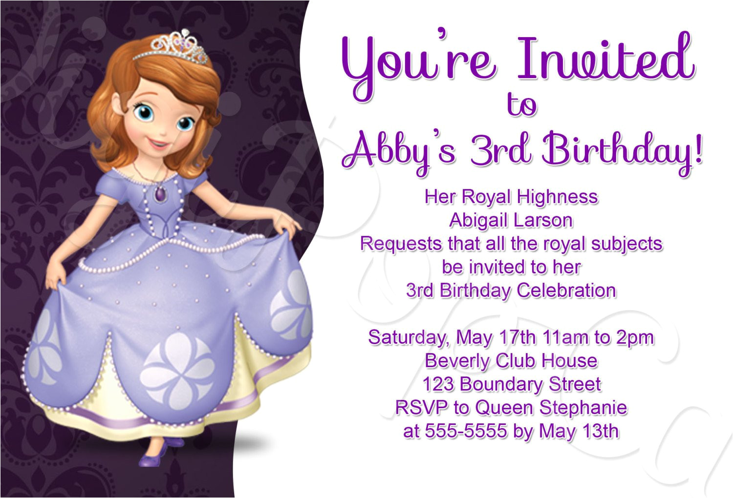 princess sofia birthday party invitations