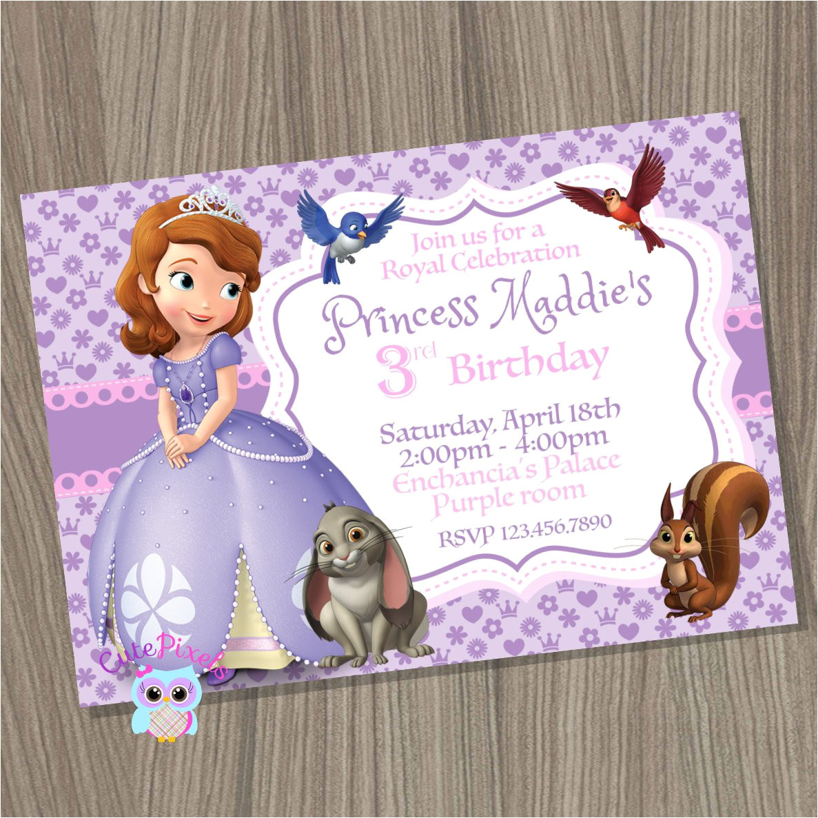 sofia the first birthday party invitations
