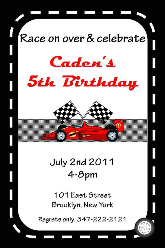 free race car birthday invitation