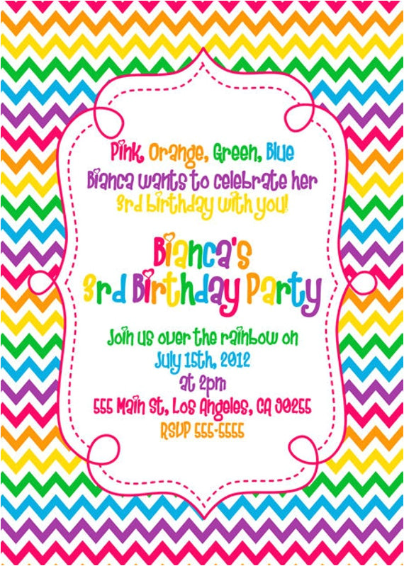 rainbow birthday invitation