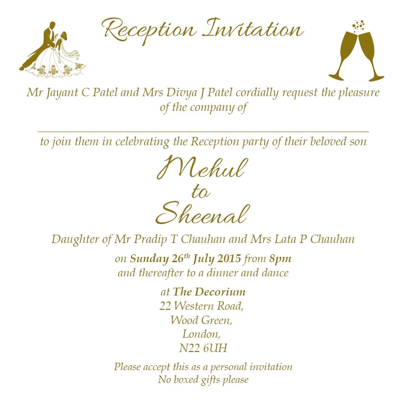 wedding reception invitation wordings