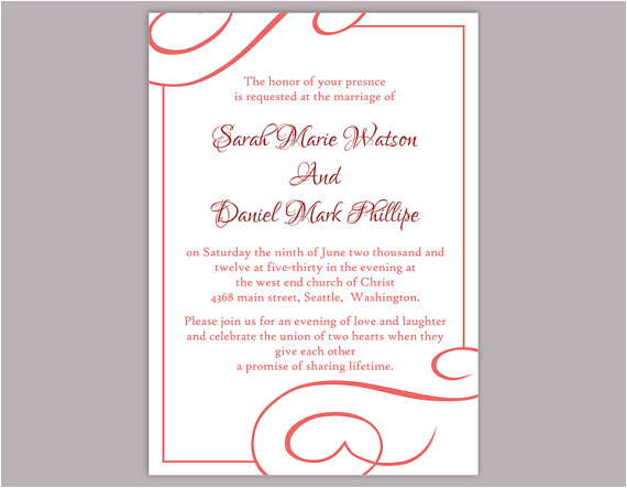 diy wedding invitation template editable text word file download printable invitation red wedding invitation red invitations