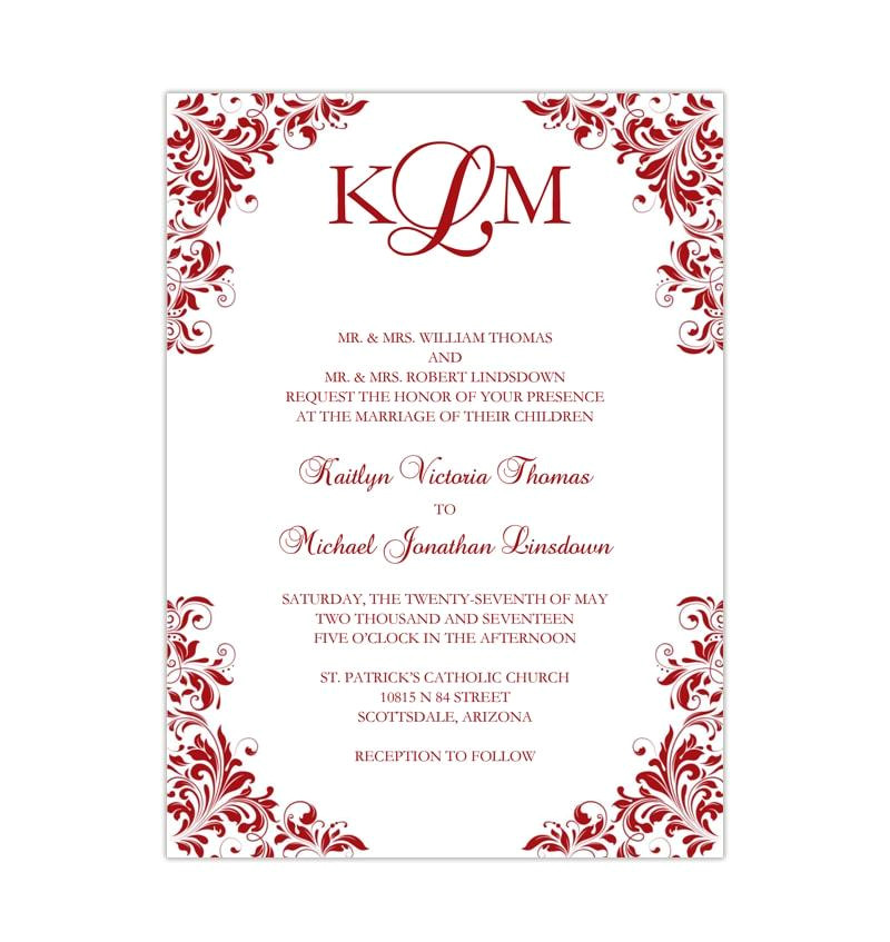 kaitlyn wedding invitation red