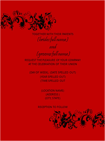 red scroll wedding invitation template