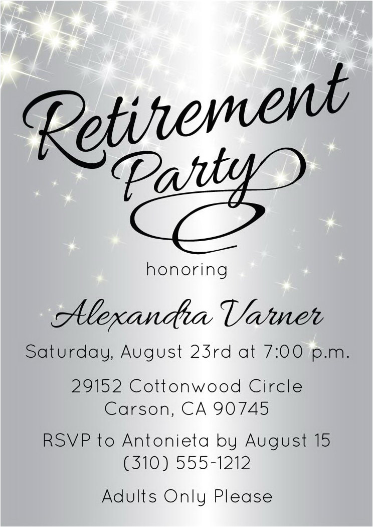 silver retirement party invitation