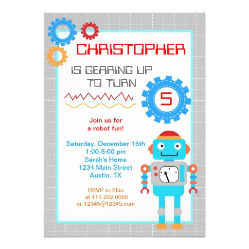 robot birthday party invitations 161620125897003998