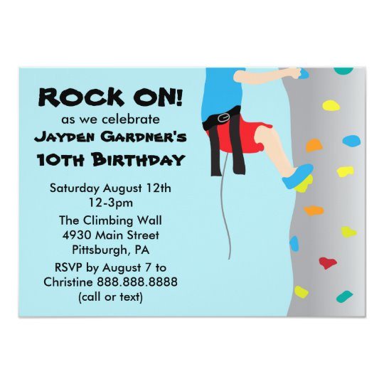 boys rock wall climbing birthday party card 256364504299526856