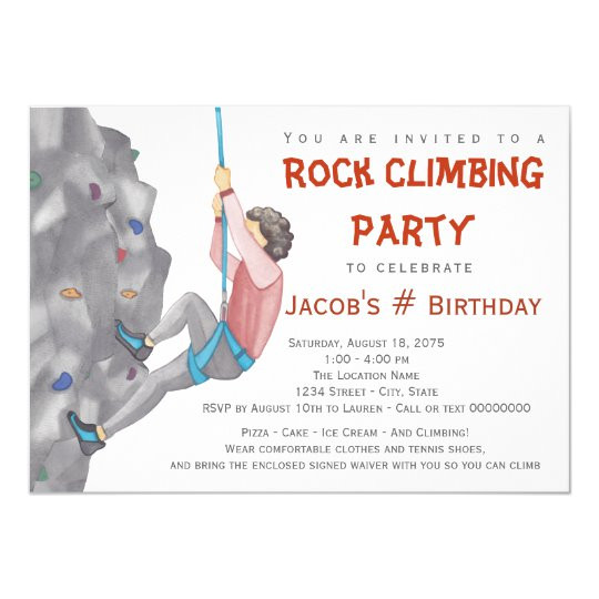 boys rock climbing birthday party invitations 256479188093501433