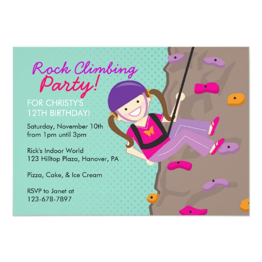 rock climbing birthday party invitations 161337447400853480