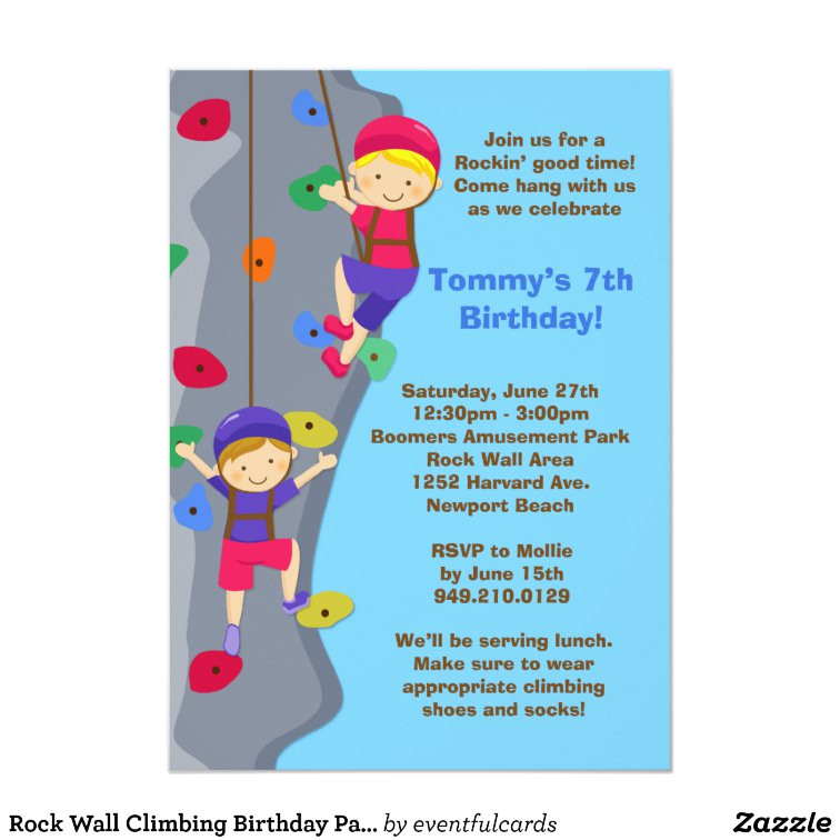 rock wall climbing birthday party invitation 161539406723895958