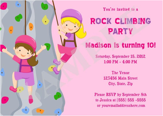 rock wall climbing girls birthday party