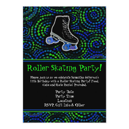 black green roller skating party invitation 161939498007561869