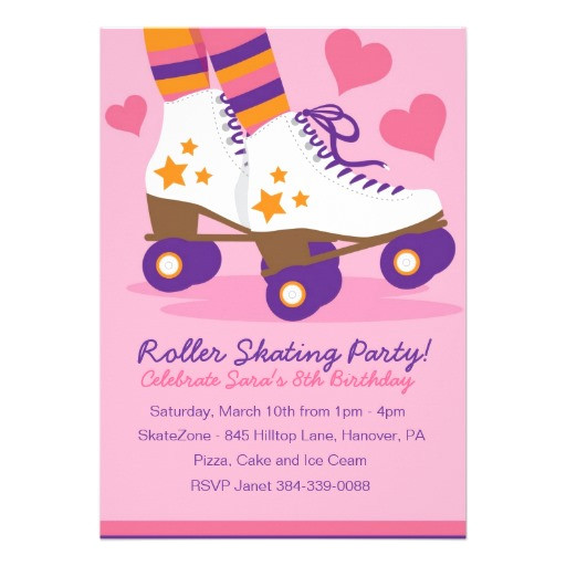 roller skate birthday party invitations