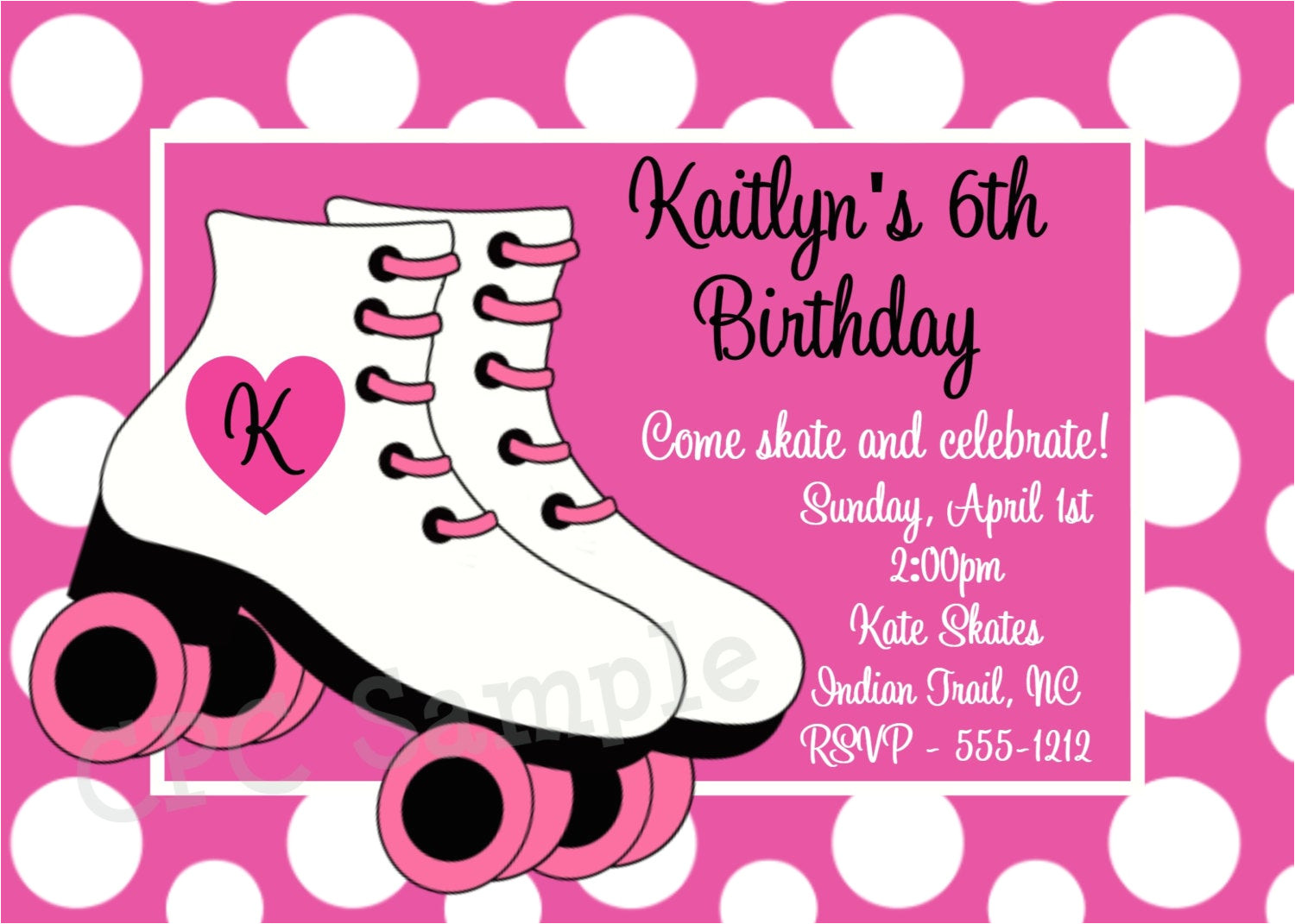 roller skating birthday invitation