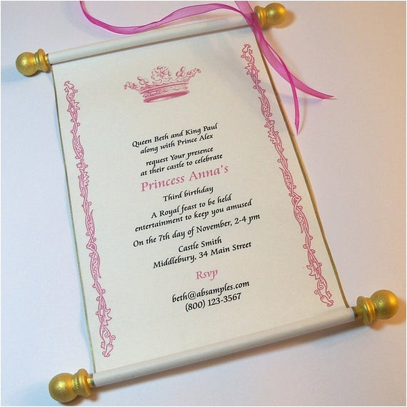 royal birthday party scroll invitation