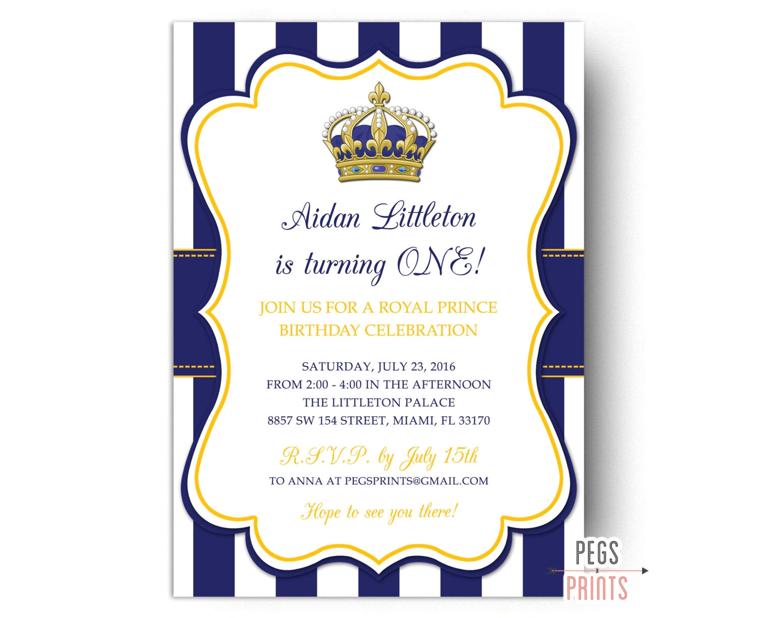 royal prince birthday invitation
