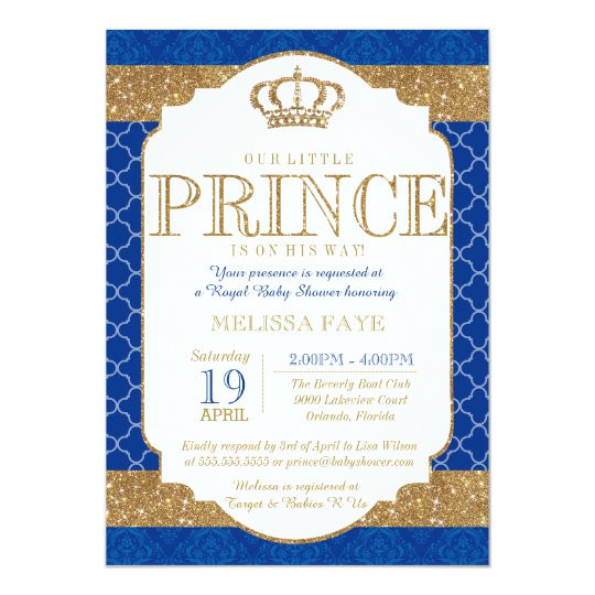 little prince royal blue gold baby shower card 256296890735326313