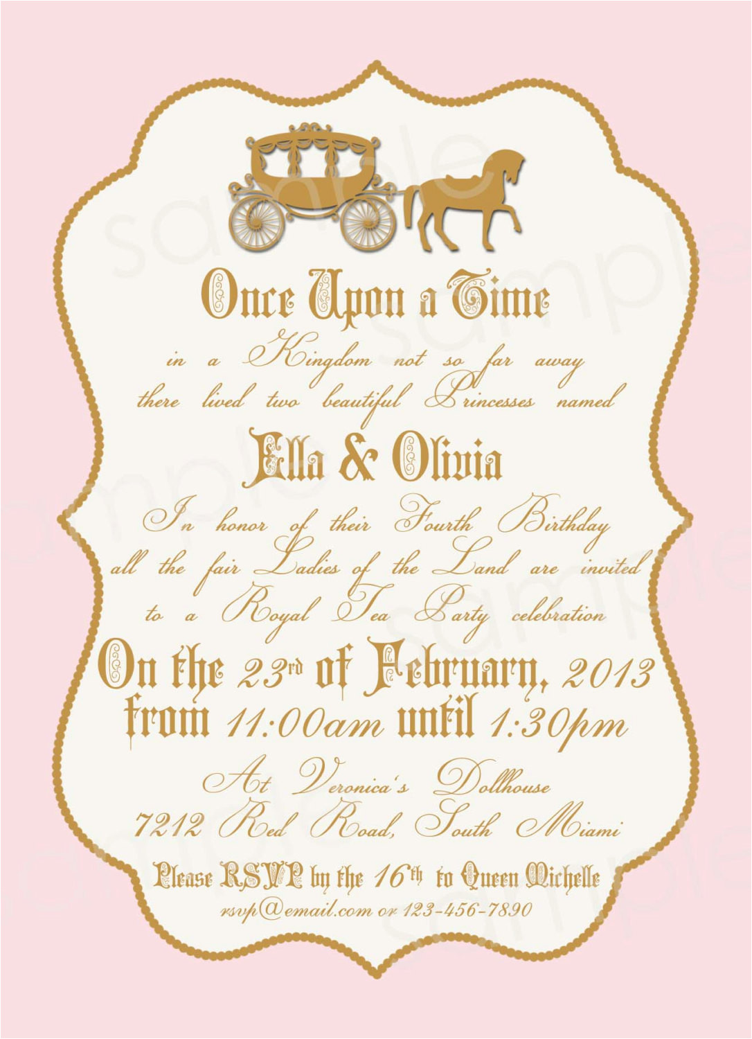 royal princess birthday party invitation