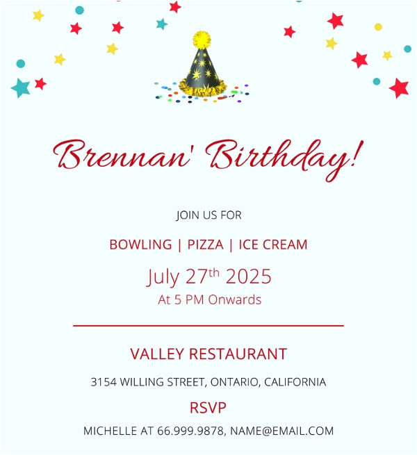 birthday invitation example