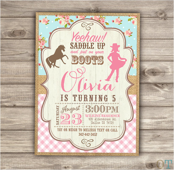 horse cowgirl invitation template