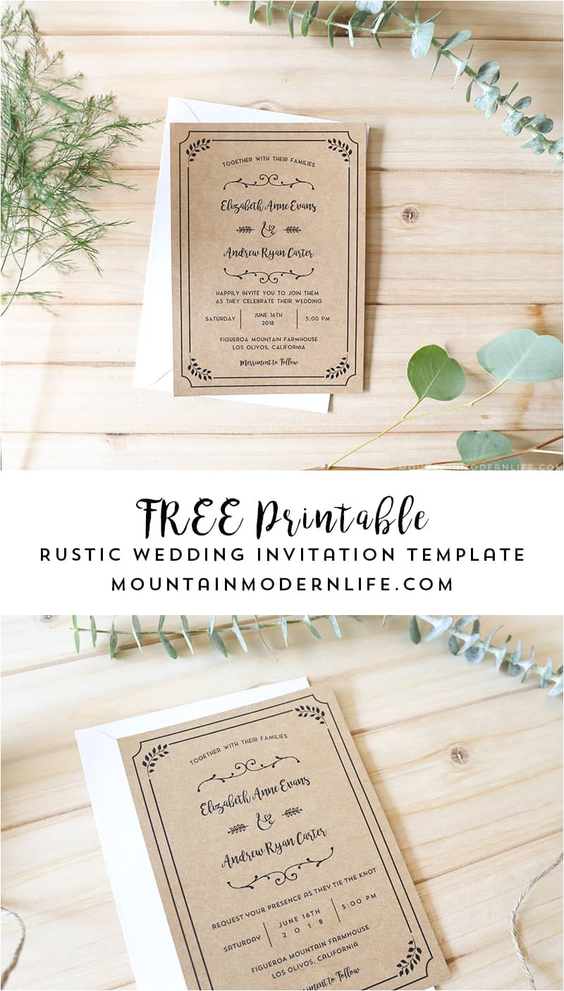 free printable wedding invitation template