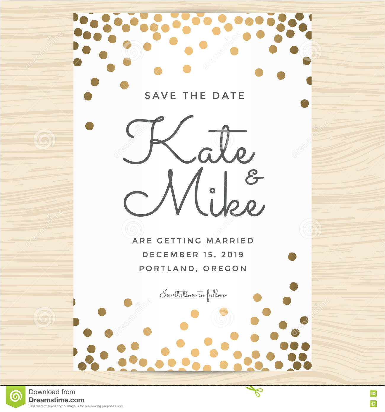 stock illustration save date wedding invitation card template golden color circle background vector illustration image76355912