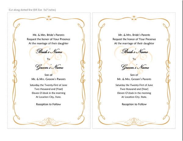wedding invitations heart scroll design a7 size 2 per page tm10367781