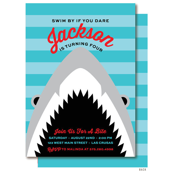 shark birthday invitation shark party