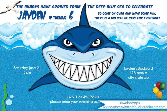 shark birthday invitation templates