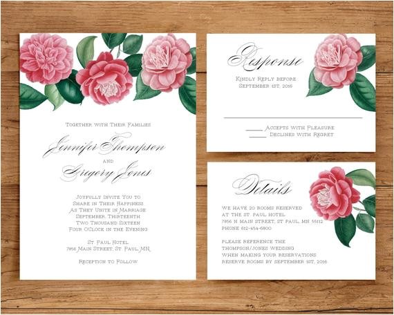 printable wedding invitation template floral wedding 4