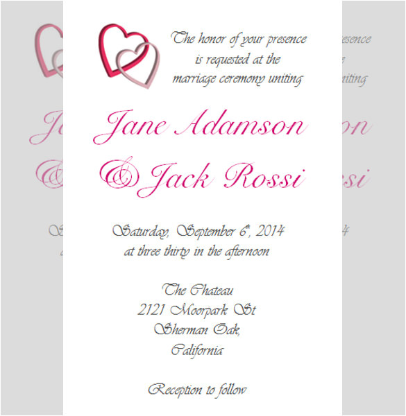 sample wedding reception invitation