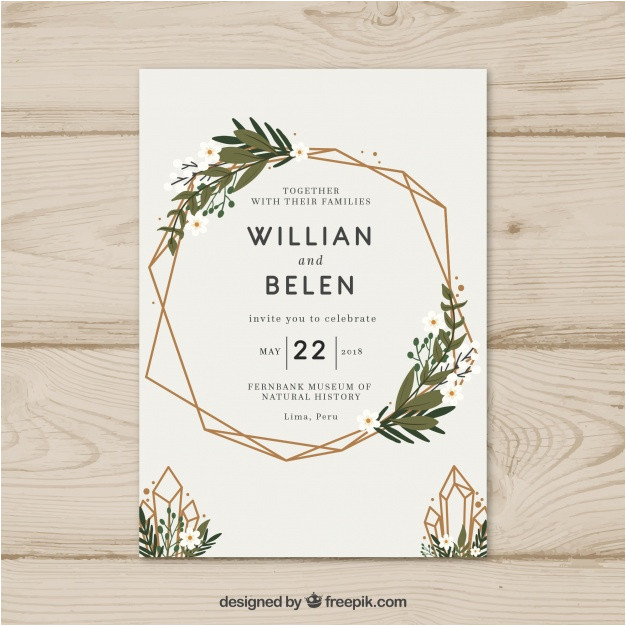 simple hand drawn wedding invitation with wreath 1689718