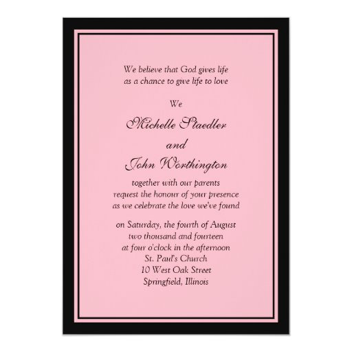 simple pink black wedding invitation template 161077765565156857