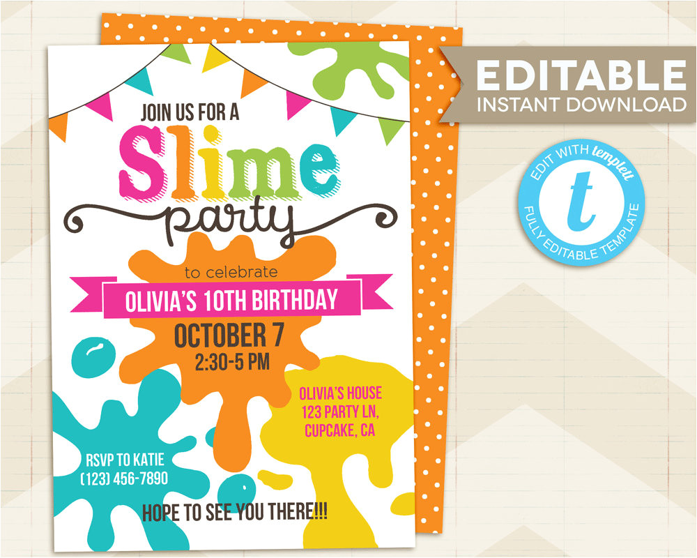 slime party invitation slime invitation