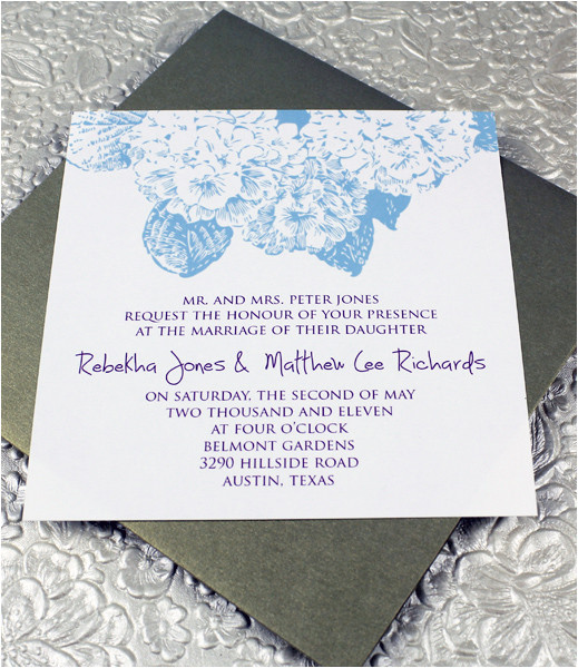 hydrangea square invitation template