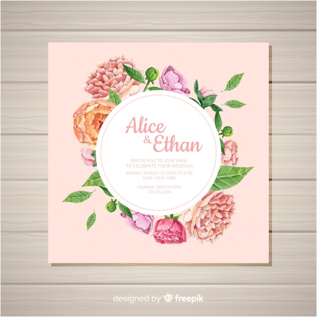 square wedding invitation template with peony flowers concept 2940565